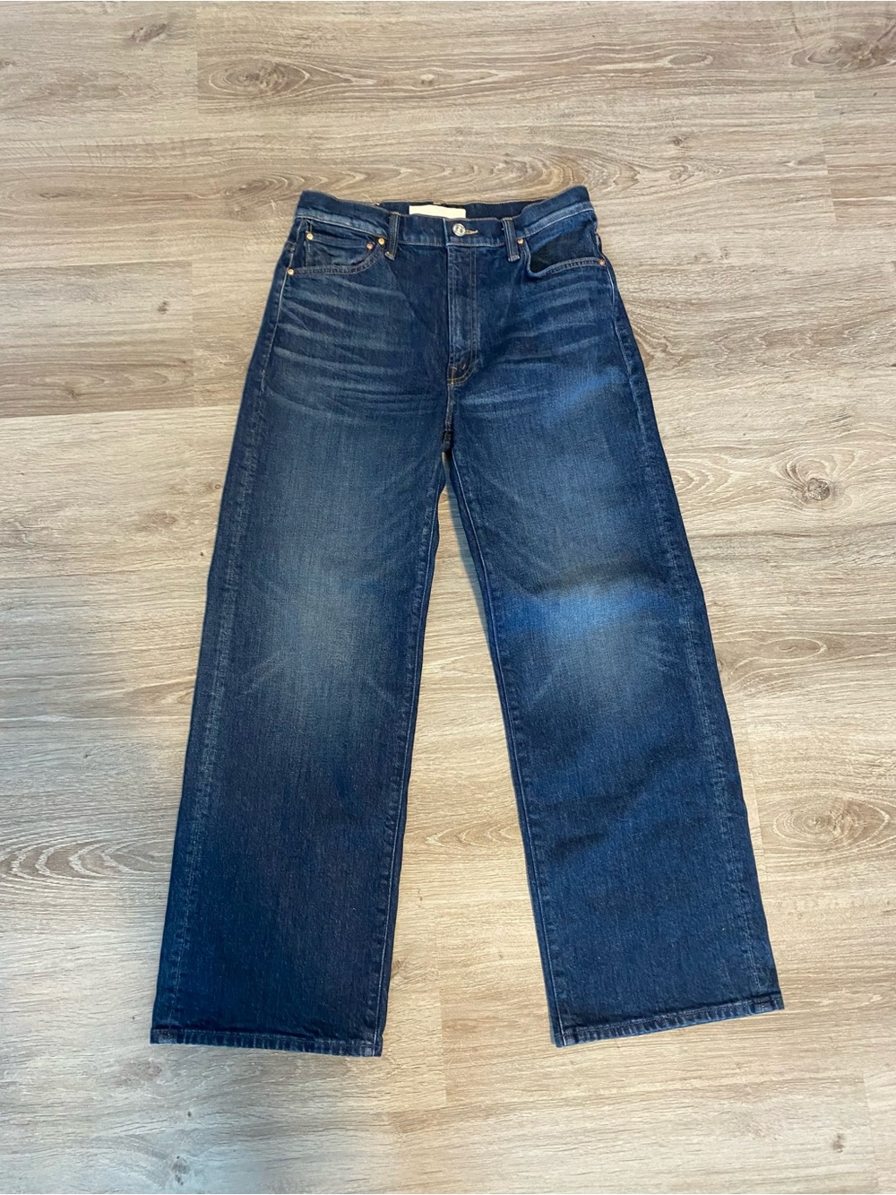 Mother Dark Blue Straight-Leg Jeans
